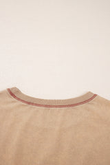 Pale Khaki Mineral Wash Stud Beaded Star Graphic Pocketed T Shirt Dress T Shirt Dresses JT's Designer Fashion