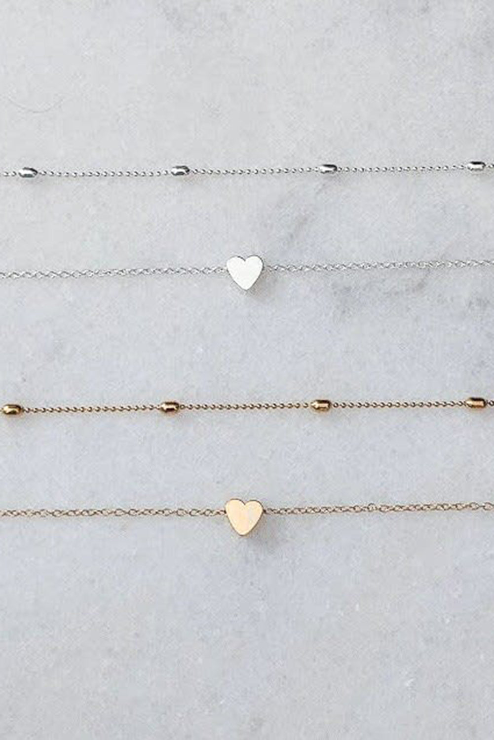 Gold Valentine Heart Shaped Layered Chain Necklace Jewelry JT's Designer Fashion