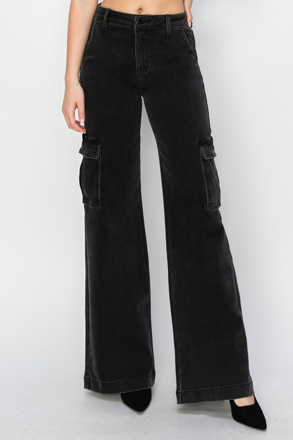 High Rise Wide Leg Cargo Jeans Jeans JT's Designer Fashion