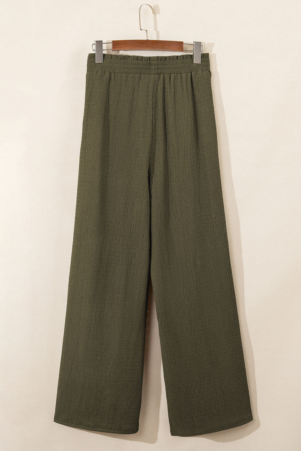 Jungle Green Plus Size Textured Shirred High Waist Casual Pants Plus Size Bottoms JT's Designer Fashion