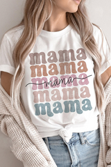White mama Lettering Printed Crew Neck Tee Graphic Tees JT's Designer Fashion