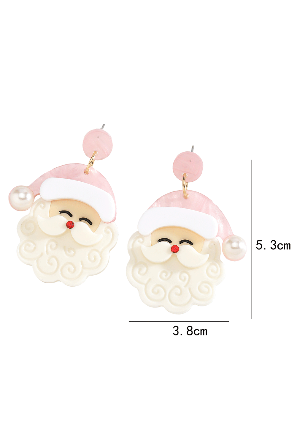 White Bright Pearl Decor Cute Father Christmas Earrings Jewelry JT's Designer Fashion