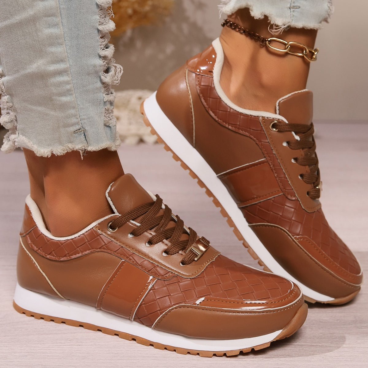 Lace-Up Leather Sneakers Shoes JT's Designer Fashion