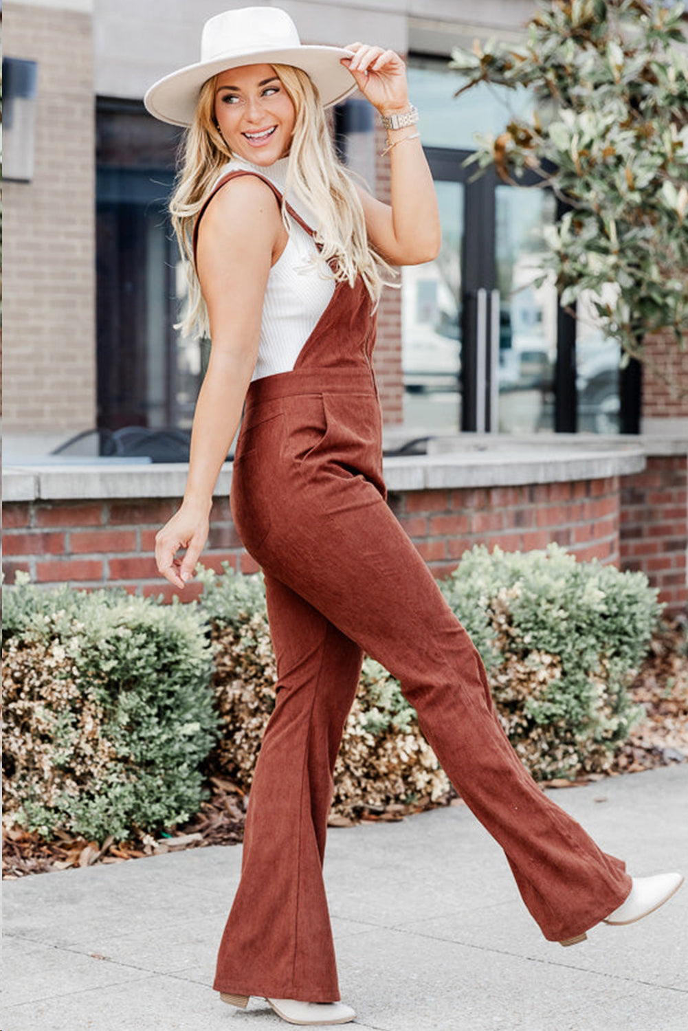 Chestnut Perfect For You Brown Corded Zip Up Overalls Bottoms JT's Designer Fashion