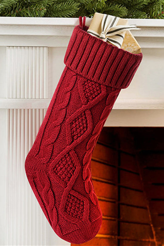 Red Dahlia Textured Knit Christmas Stocking Ornament Socks JT's Designer Fashion