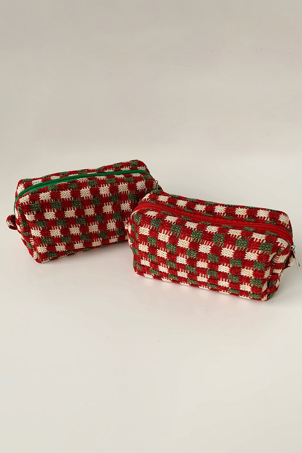 Racing Red Christmas Style Crochet Zipper Square Makeup Bag Makeup Bags JT's Designer Fashion