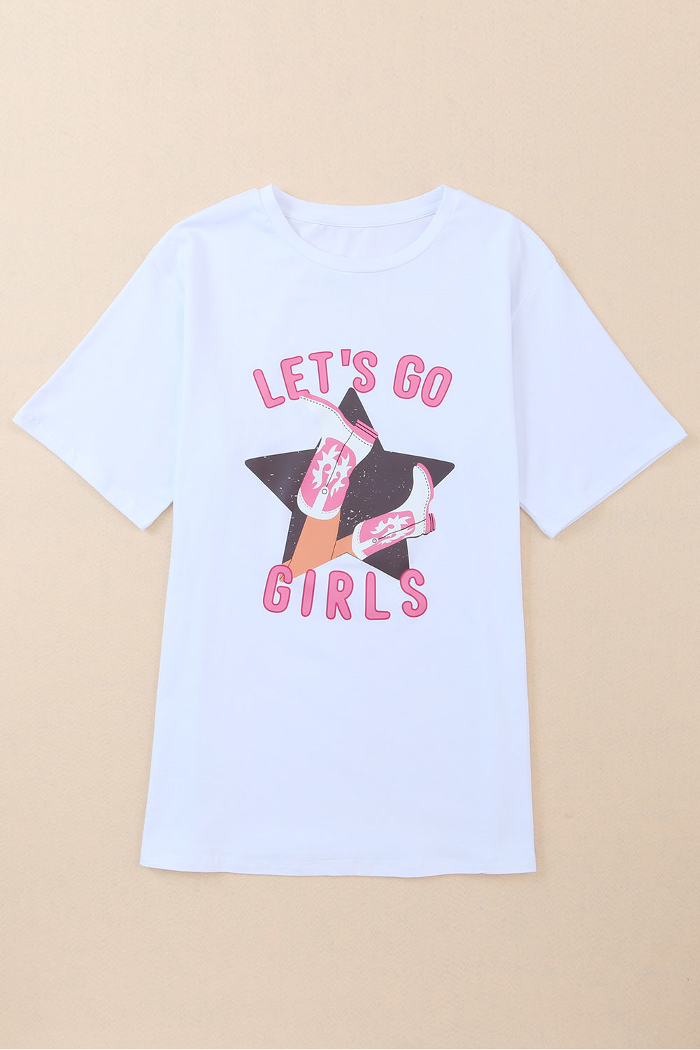 White Lets Go Girls Western Graphic Tee Graphic Tees JT's Designer Fashion