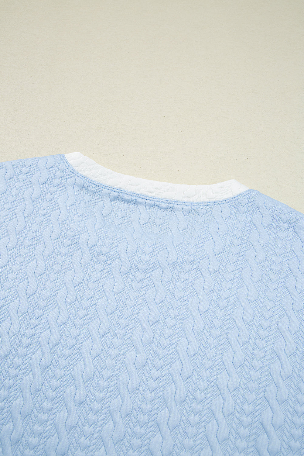 Beau Blue Contrast Trim Textured Crewneck Tee and Pocketed Skirt Set Two Piece Dresses JT's Designer Fashion