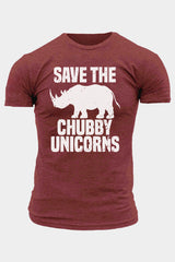 Red Save The Chubby Unicorns Crewneck Men's Graphic Tee Red 35%Viscose+ 65%Polyester Men's Tops JT's Designer Fashion