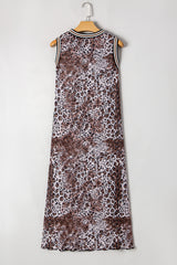 Multicolour Leopard Checkered Double Printed Reversible Sleeveless Long Dress Maxi Dresses JT's Designer Fashion