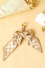 Smoke Gray Checkered Flower Bow Knot Keychain Other Accessories JT's Designer Fashion