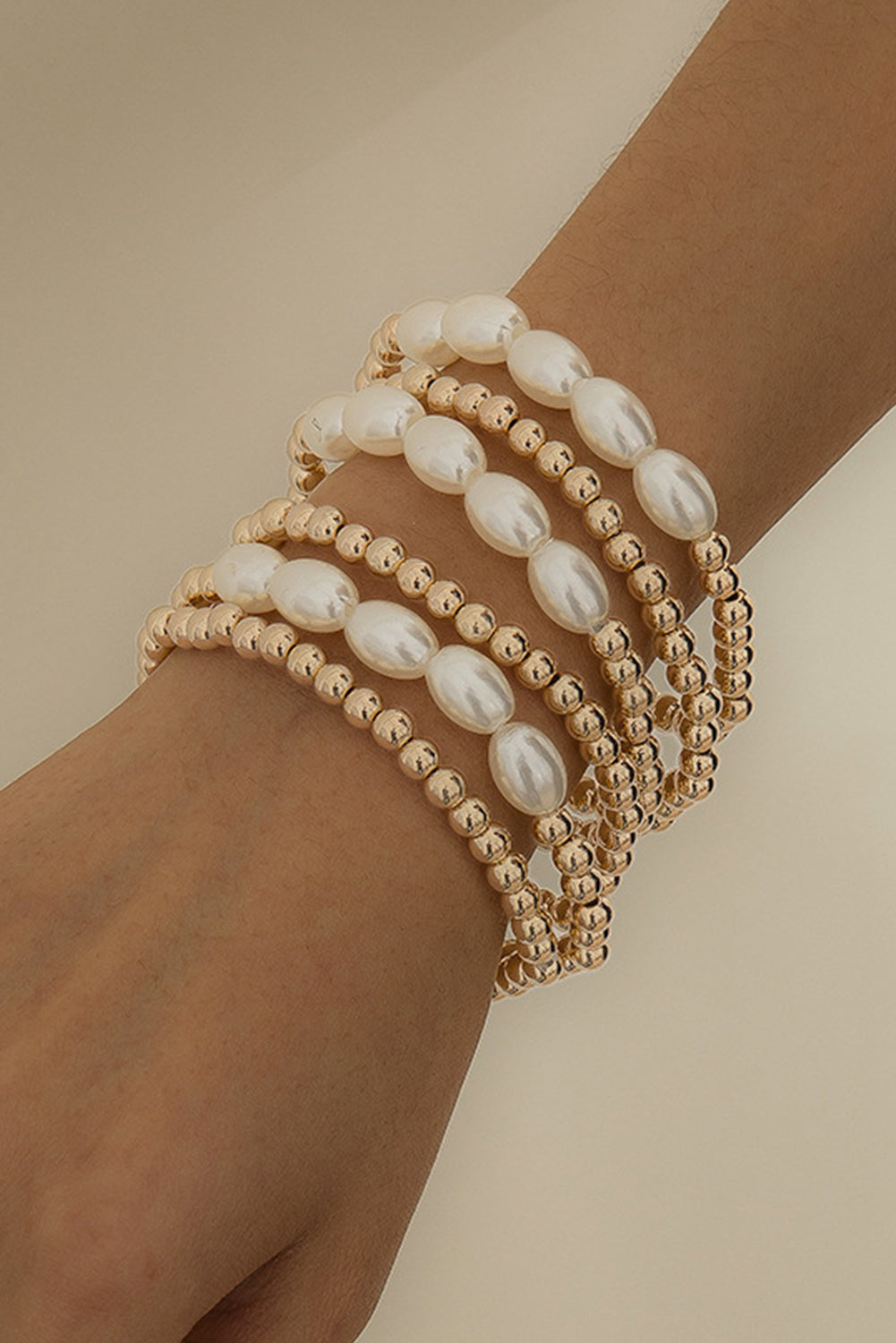 Gold Plated Pearl Beaded 6 Pcs Bracelet Set Jewelry JT's Designer Fashion