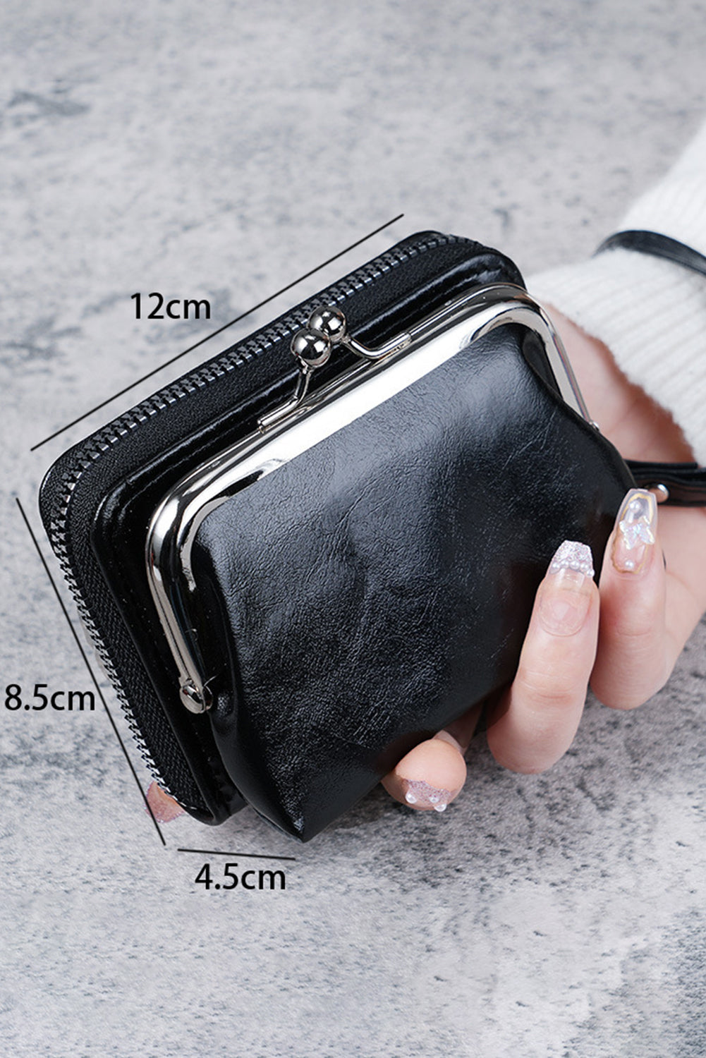 Black Minimalist Wristlet PU Leather Coin Purse Other Accessories JT's Designer Fashion