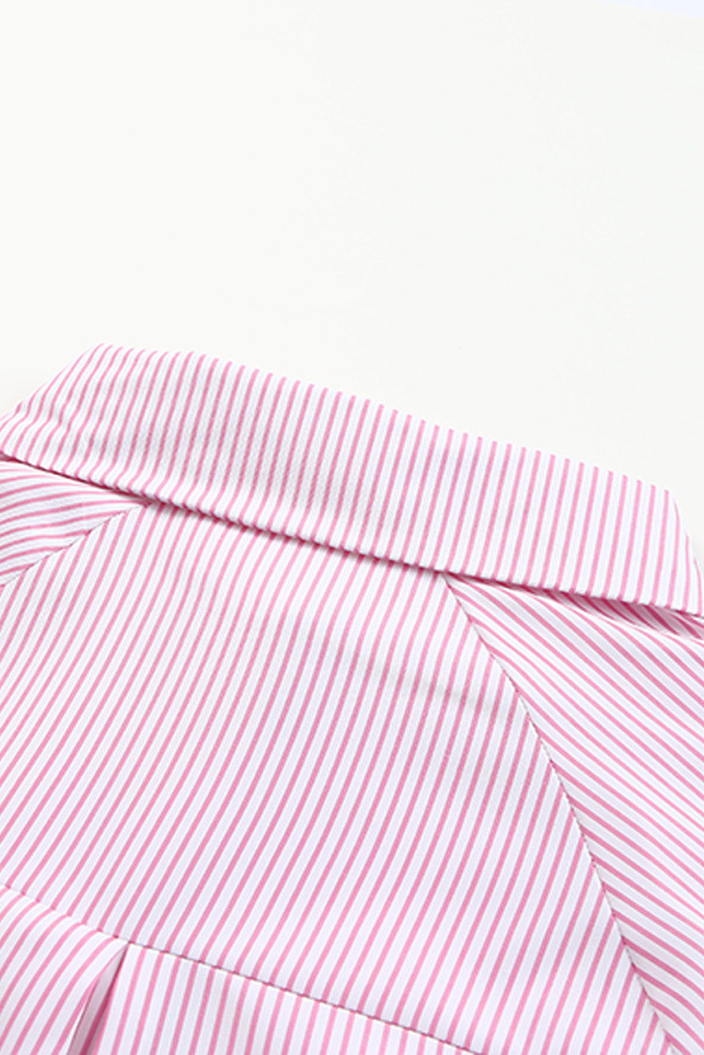 Pink Smocked Cuffed Striped Boyfriend Shirt with Pocket Blouses & Shirts JT's Designer Fashion