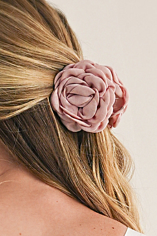 Gossamer Pink 3D Rose Flower Cloth Hair Clip Headwear JT's Designer Fashion