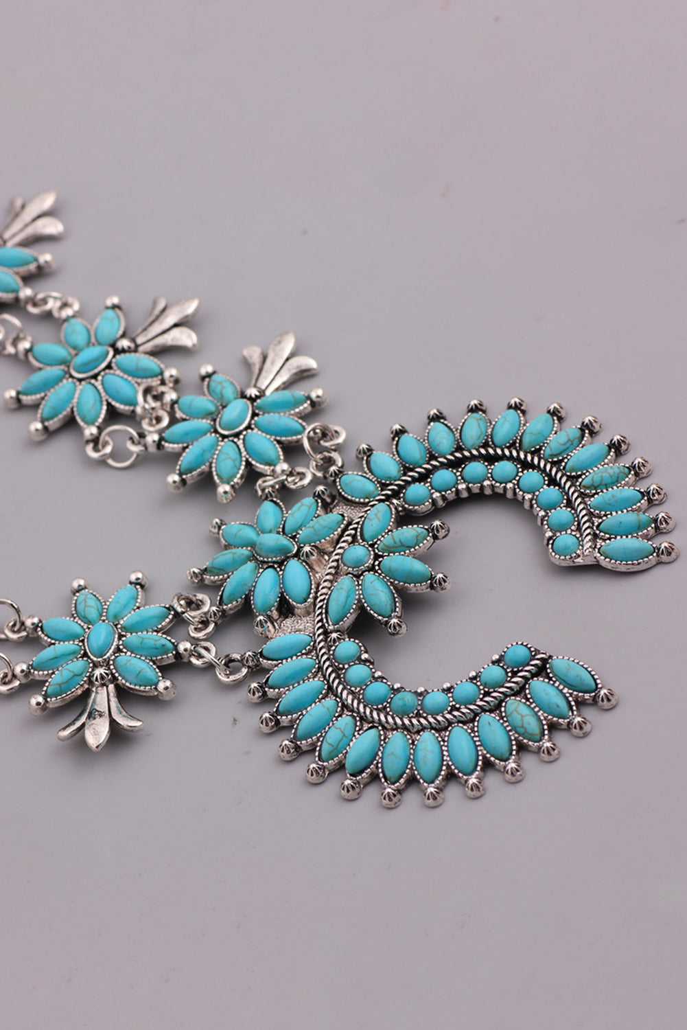 Light Blue Western Turquoise Decor Double Chain Necklace Jewelry JT's Designer Fashion