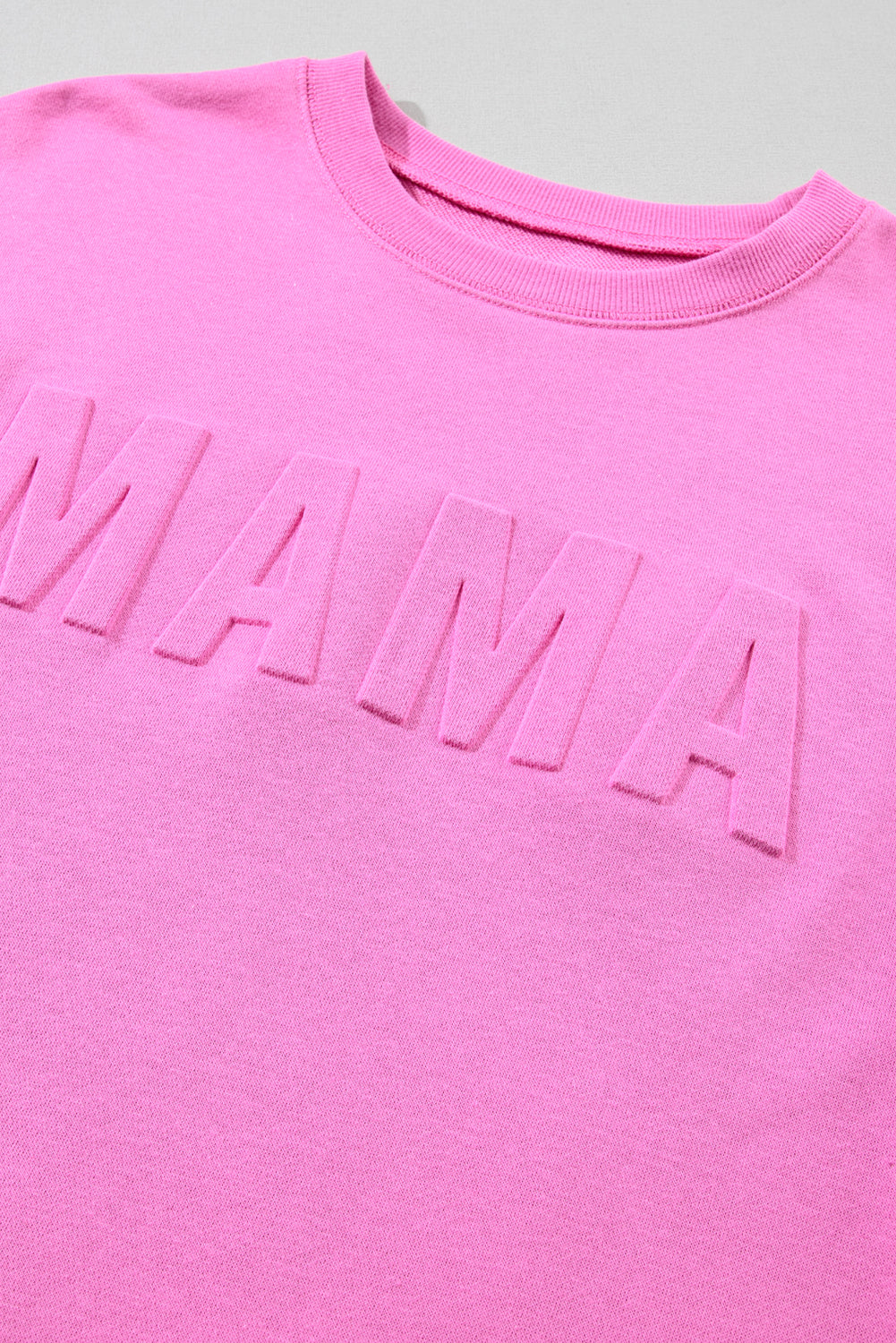 Bright Pink MAMA Letter Embossed Casual Sweatshirt Sweatshirts & Hoodies JT's Designer Fashion