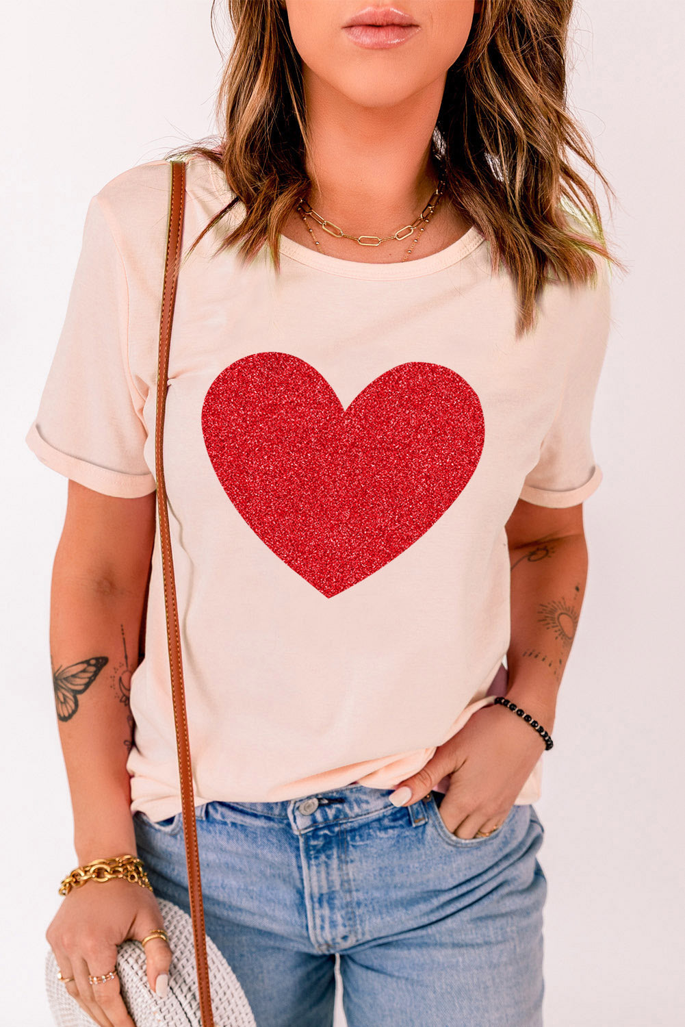 Pink Valentine Heart Graphic Tee Graphic Tees JT's Designer Fashion