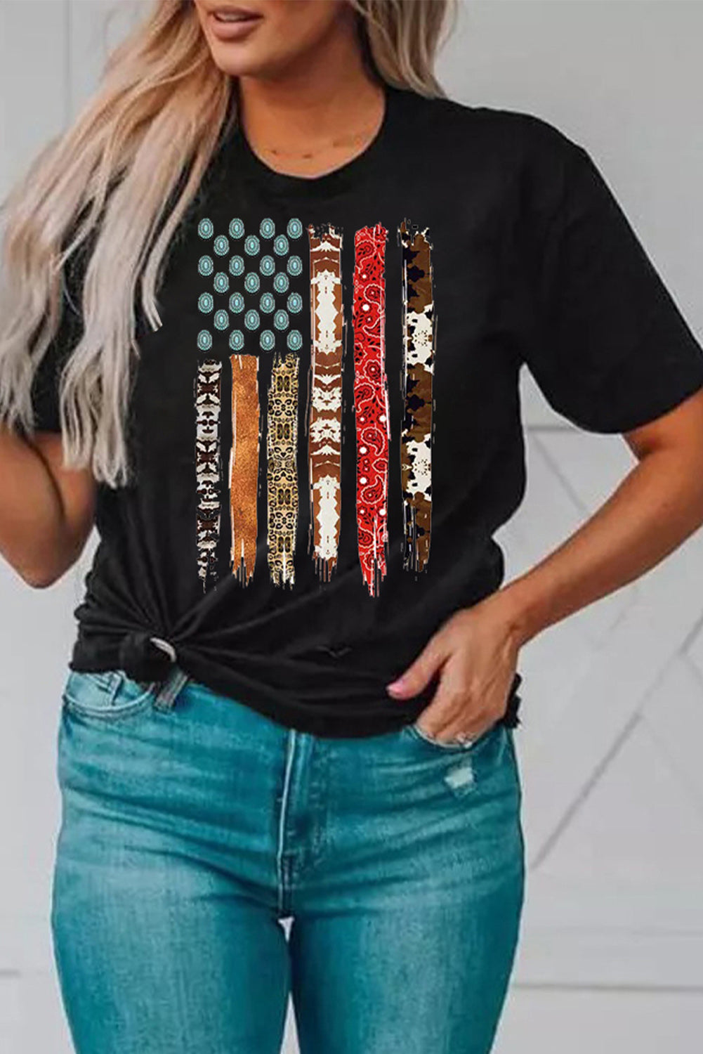 Black Western American Flag Graphic Tee Graphic Tees JT's Designer Fashion