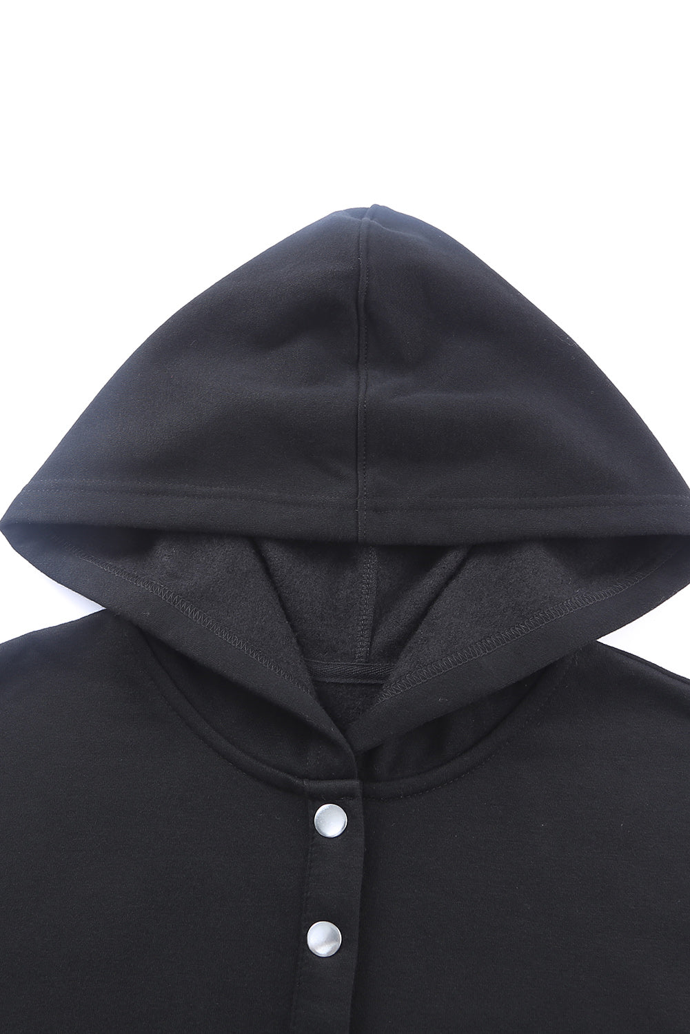 Black Batwing Sleeve Pocketed Henley Hoodie Sweatshirts & Hoodies JT's Designer Fashion