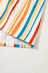 Multicolour Vibrant Stripes Printed Flutter Sleeve Babydoll Blouse Pre Order Tops JT's Designer Fashion