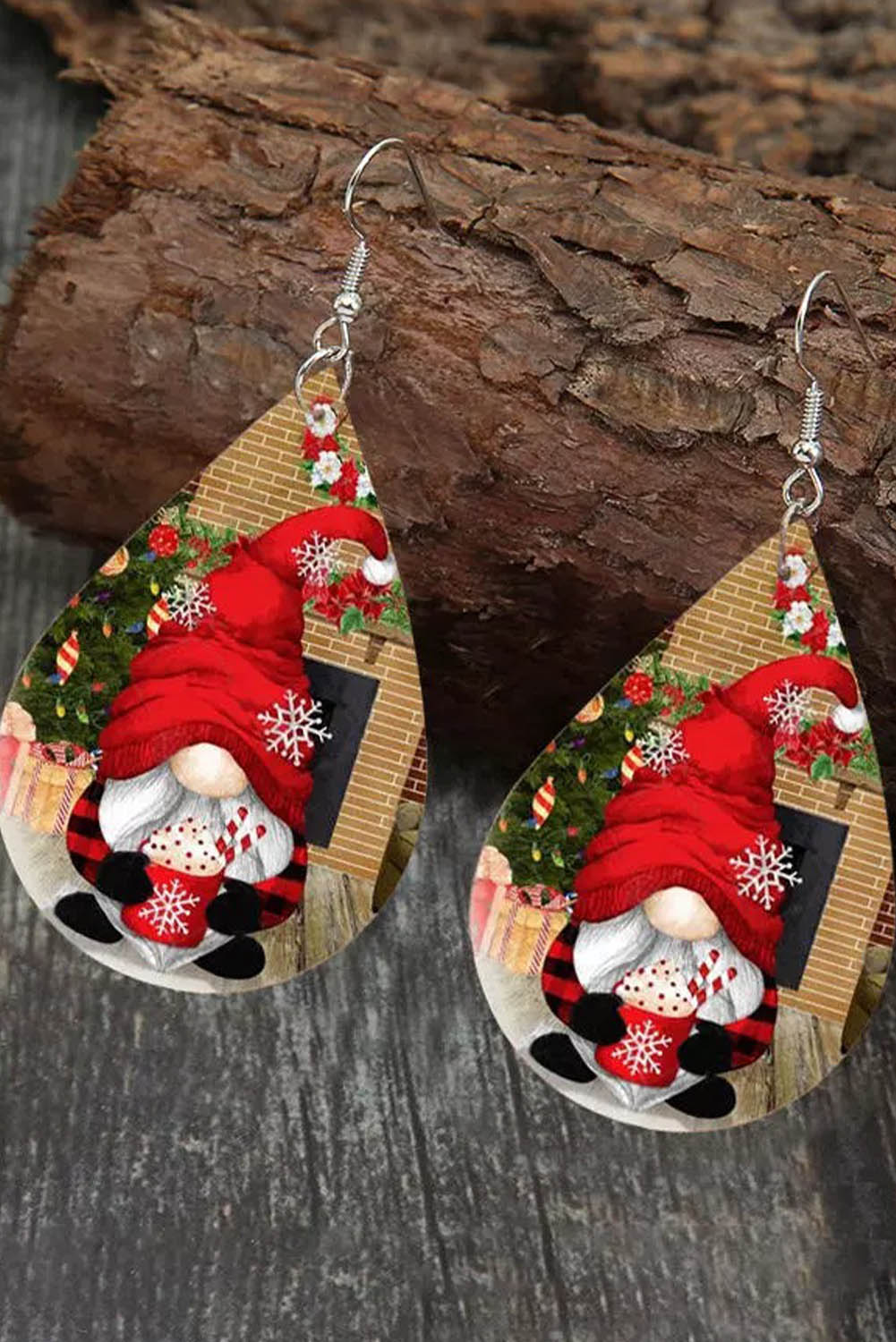 Christmas Gnomies Snowflake Water Drop Earrings Jewelry JT's Designer Fashion