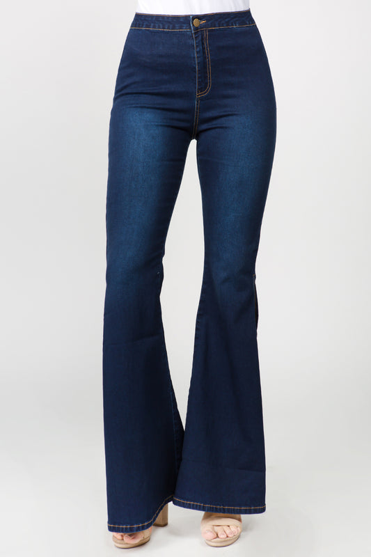 Side Slit Flare Jeans DK Blue Jeans JT's Designer Fashion