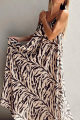Black Abstract Print Open Back Boho Loose Maxi Sundress Maxi Dresses JT's Designer Fashion