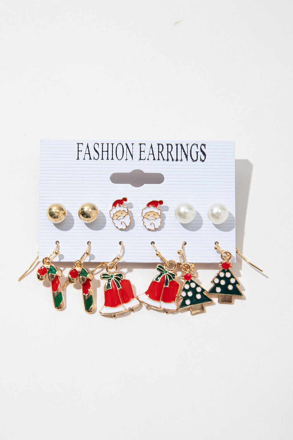 Racing Red 6 Pairs/Set Cartoon Christmas Theme Alloy Earring Set Jewelry JT's Designer Fashion