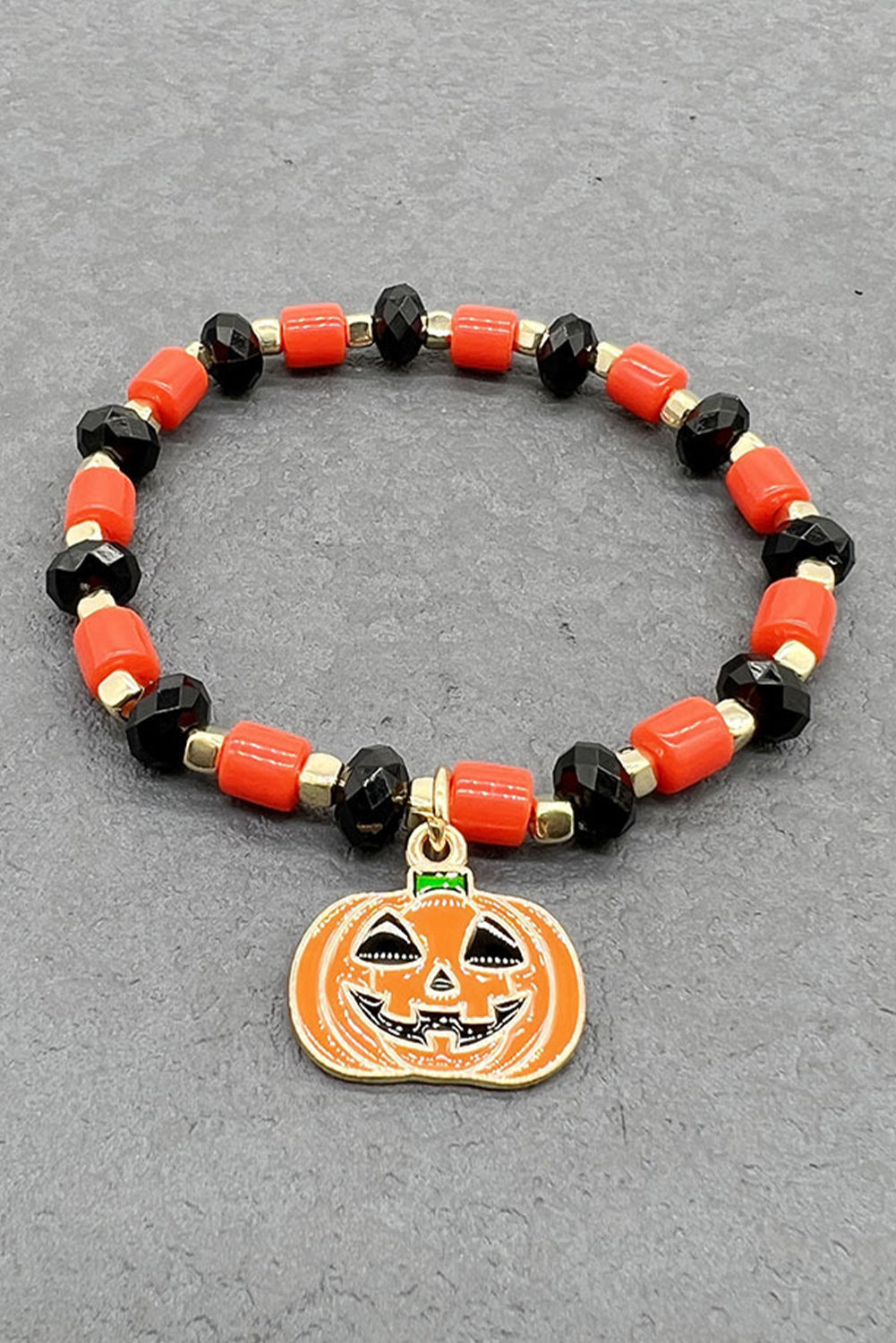 Russet Orange Jack-o-lantern Halloween Beaded Bracelet Jewelry JT's Designer Fashion