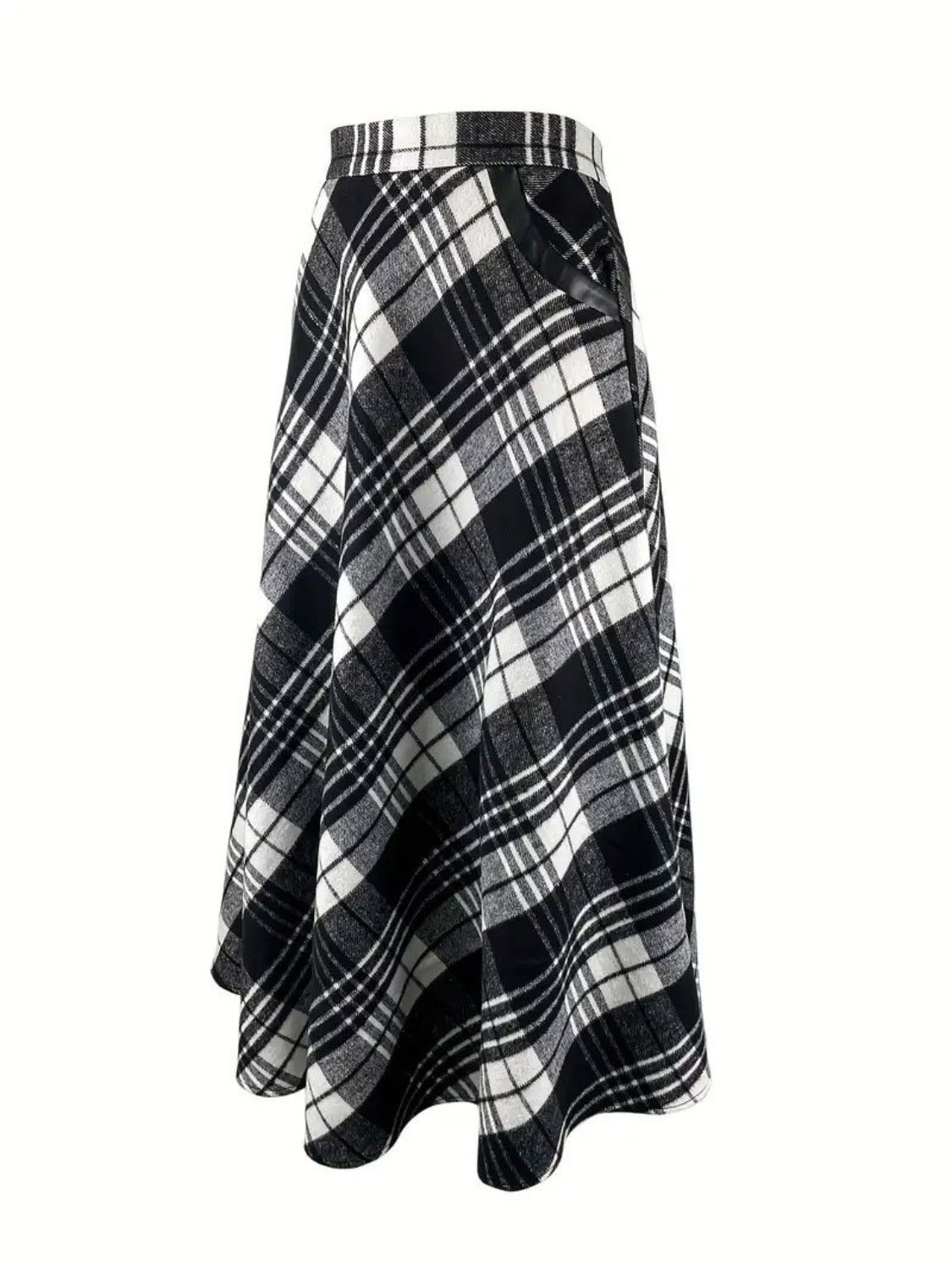 Plaid Midi Skirt with Pocketed Skirts & Petticoat JT's Designer Fashion