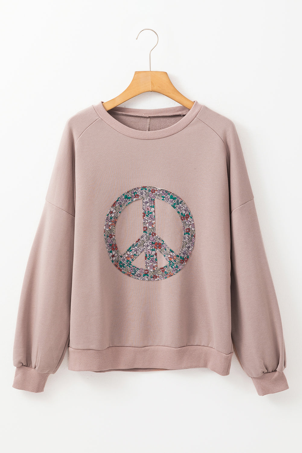 Goat Floral Peace Symbol Drop Shoulder Sweatshirt Sweatshirts & Hoodies JT's Designer Fashion