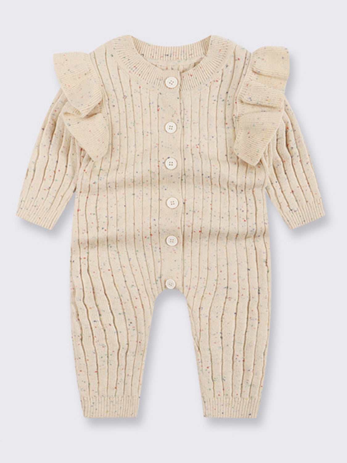 Ruffled Button Up Long Sleeve Jumpsuit Baby JT's Designer Fashion