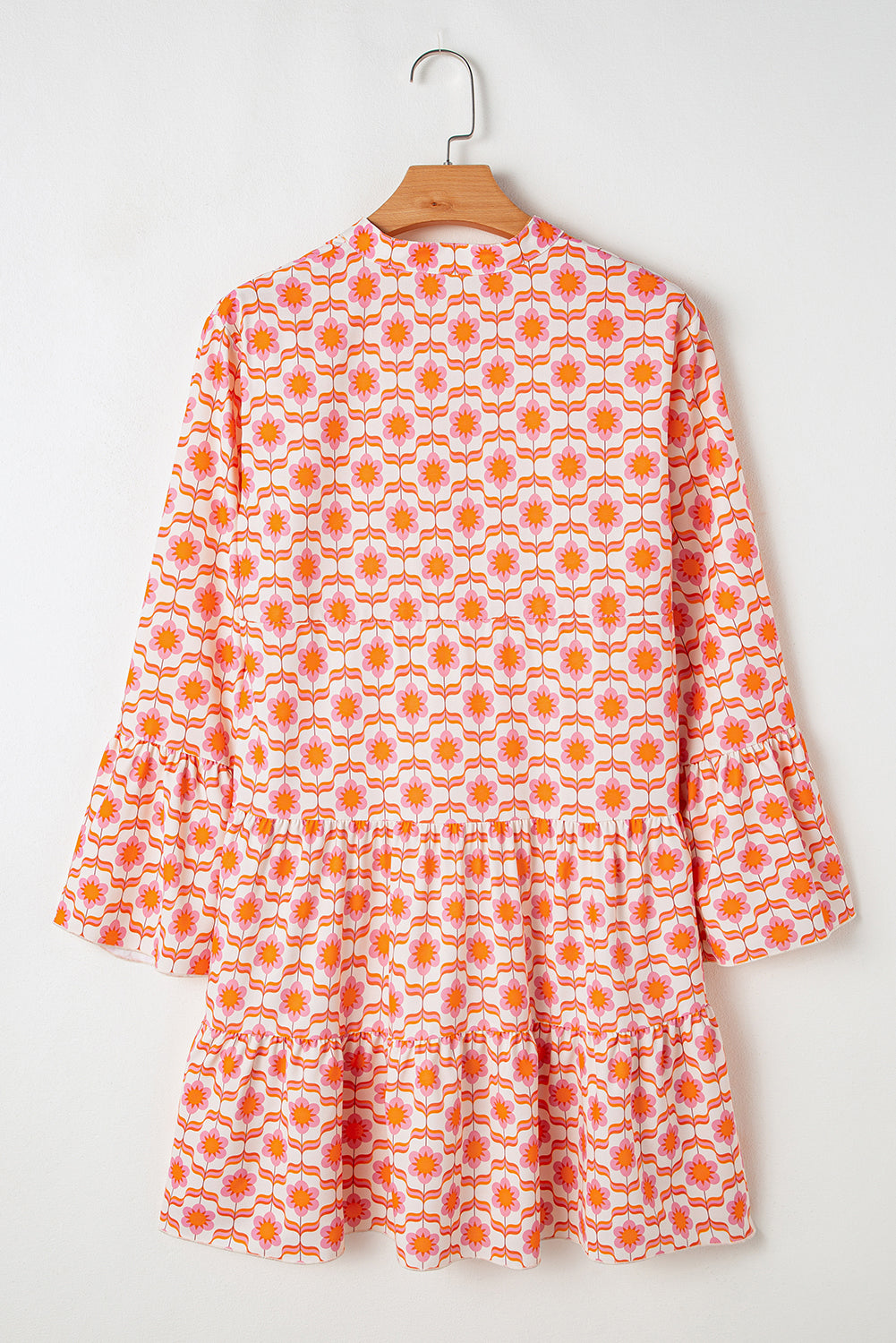 Orange Floral Print Flounce Sleeve Buttoned Front Mini Dress Floral Dresses JT's Designer Fashion