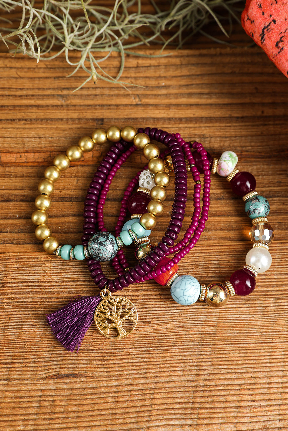 Violet 5pcs Boho Beaded Turquoise Bracelets Set Jewelry JT's Designer Fashion