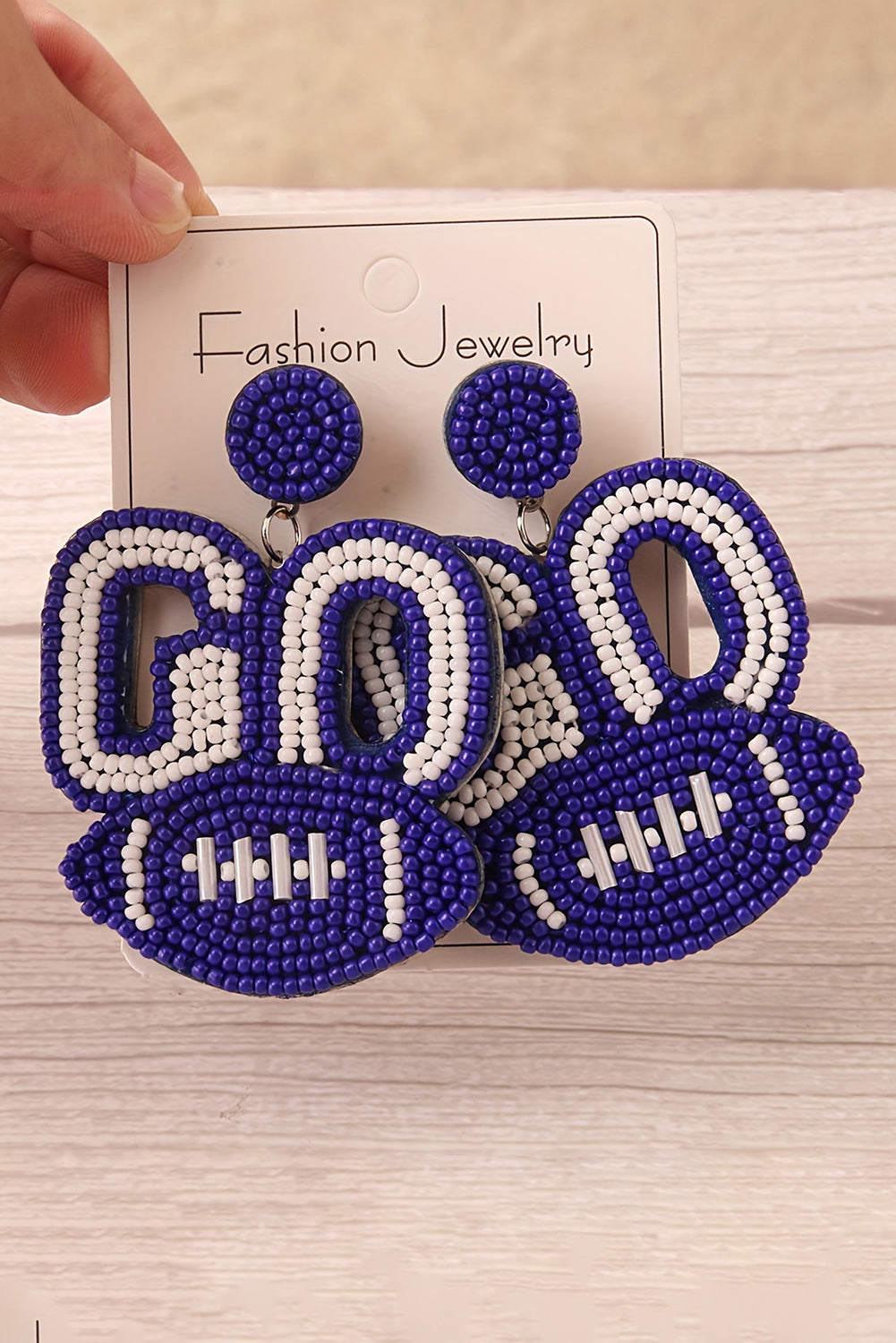 Bluing Beaded Go Football Earrings Jewelry JT's Designer Fashion