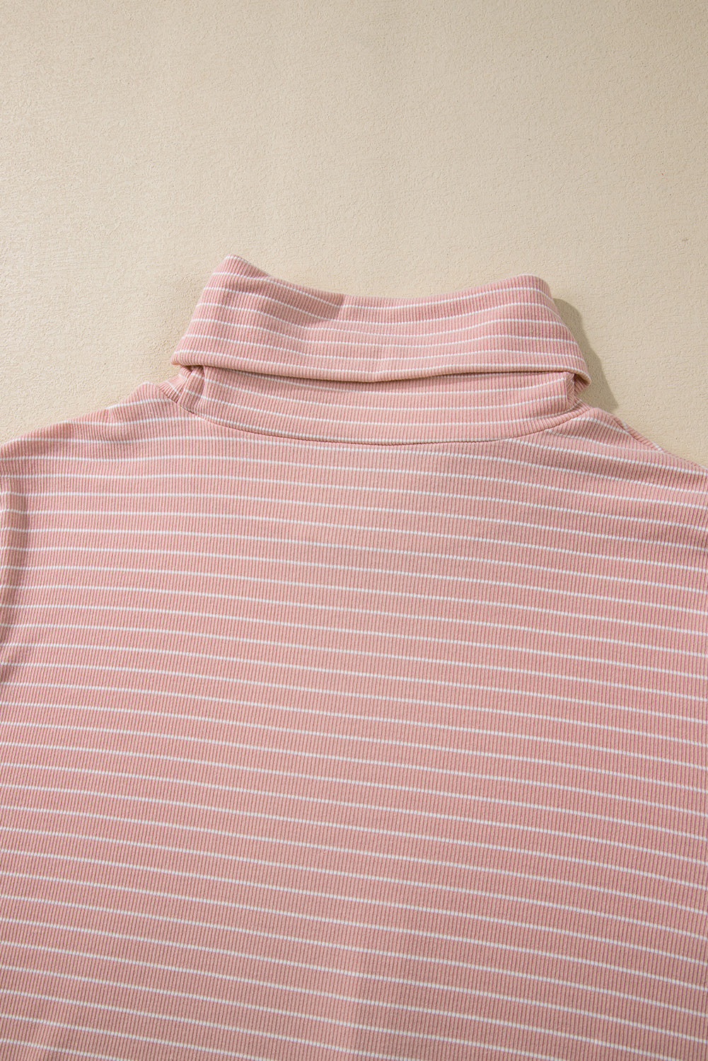 Pink Stripe Cowl Neck Side Slits Loose Fit Long Sleeve Top Long Sleeve Tops JT's Designer Fashion