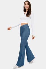Sail Blue Crossover High Waist Fit and Flare Jeans Bottoms JT's Designer Fashion