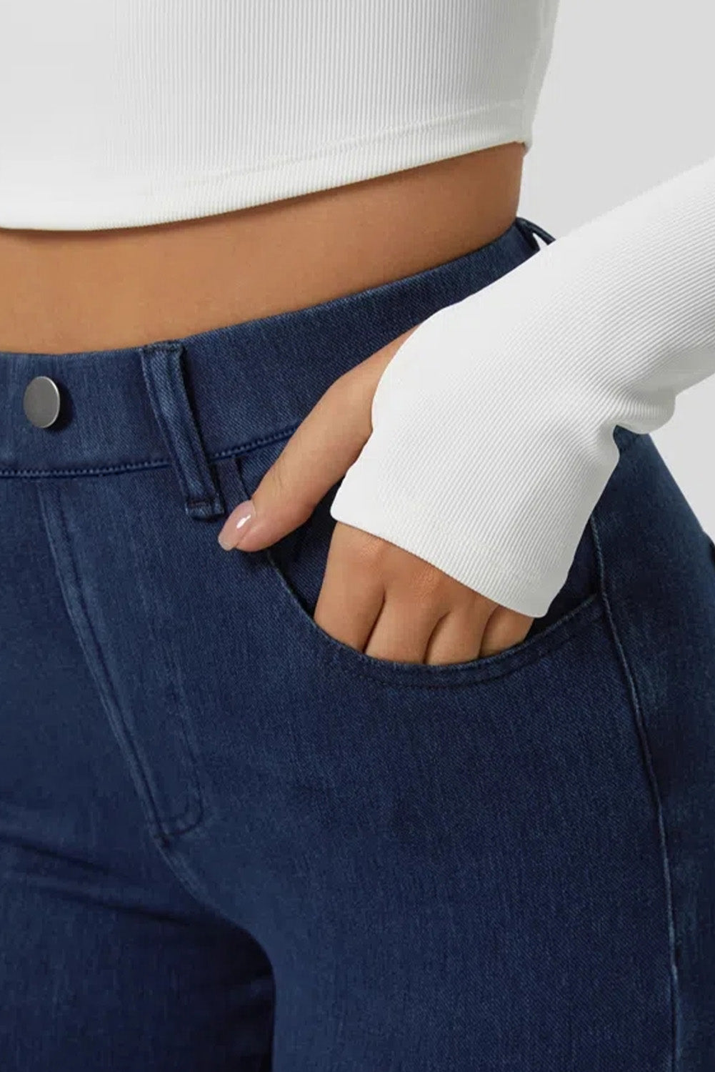 Sail Blue Skinny Fit Ankle High Waist Jeans Bottoms JT's Designer Fashion