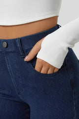 Sail Blue Skinny Fit Ankle High Waist Jeans Bottoms JT's Designer Fashion