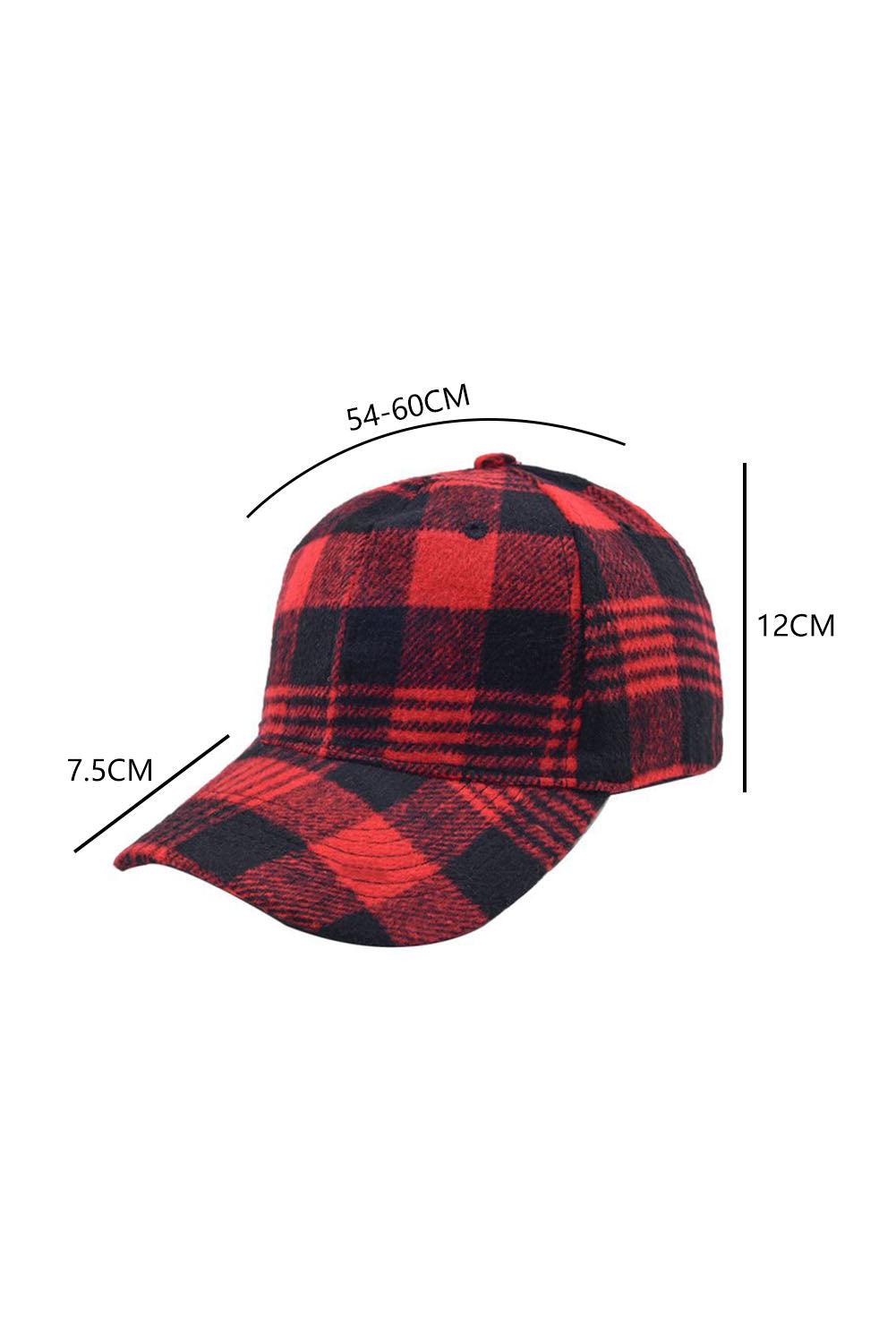 Fiery Red Plaid Print Adjustable Baseball Cap Hats & Caps JT's Designer Fashion