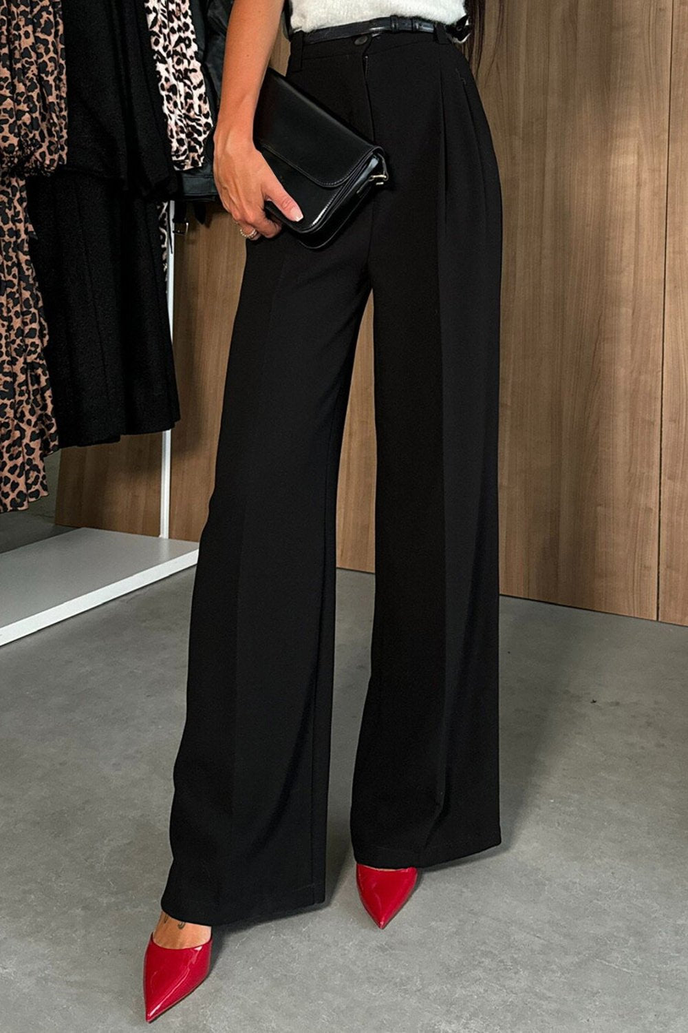 High Waist Wide Leg Pants Black Pants & Culotte JT's Designer Fashion