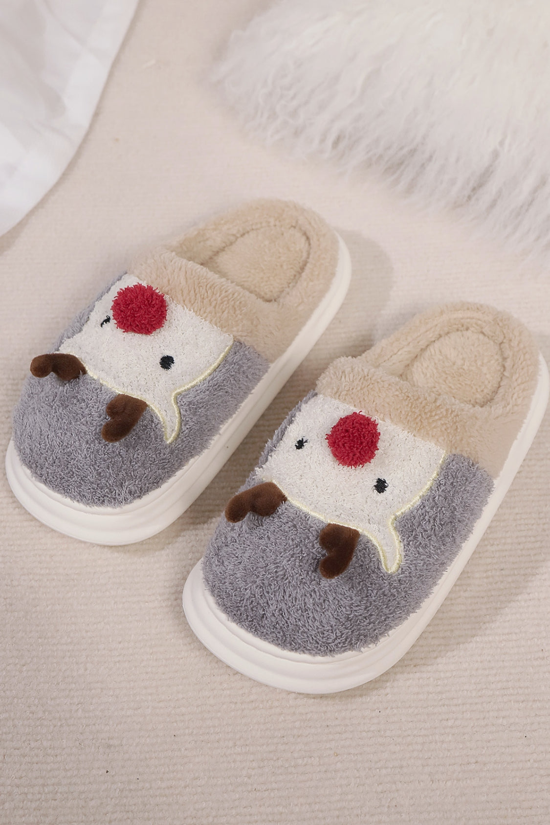 Elk Furry PVC Flat Slippers Slippers JT's Designer Fashion