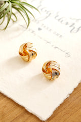 Gold Plated Textured Knot Stud Earrings Jewelry JT's Designer Fashion