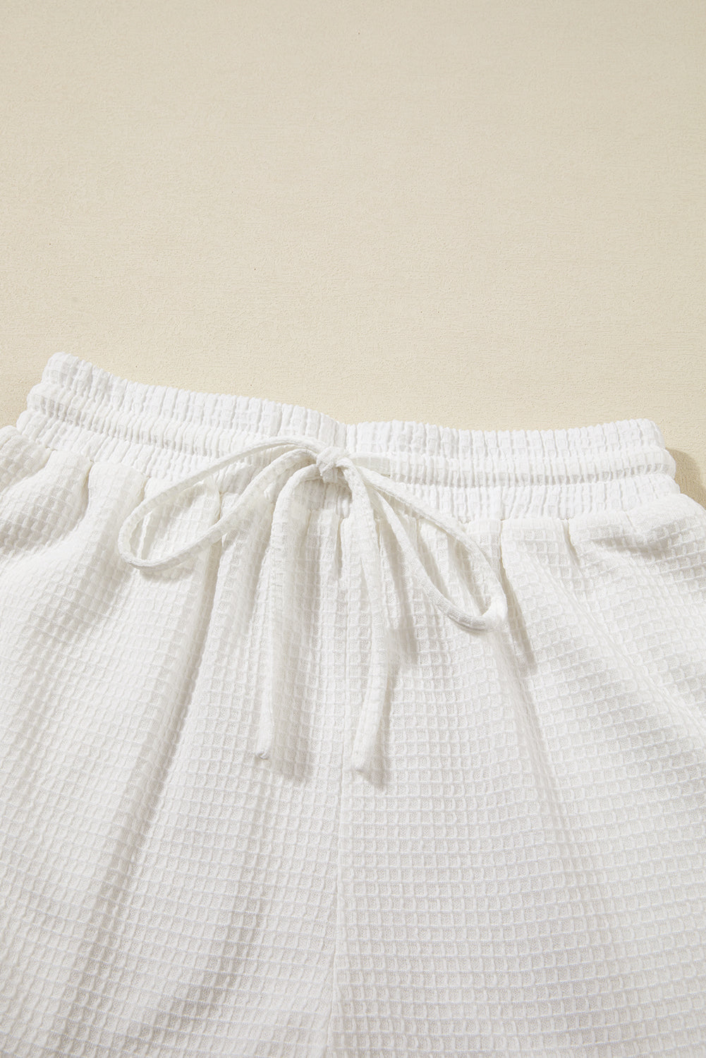 White Casual Textured Tee and Drawstring Shorts Set Bottoms JT's Designer Fashion