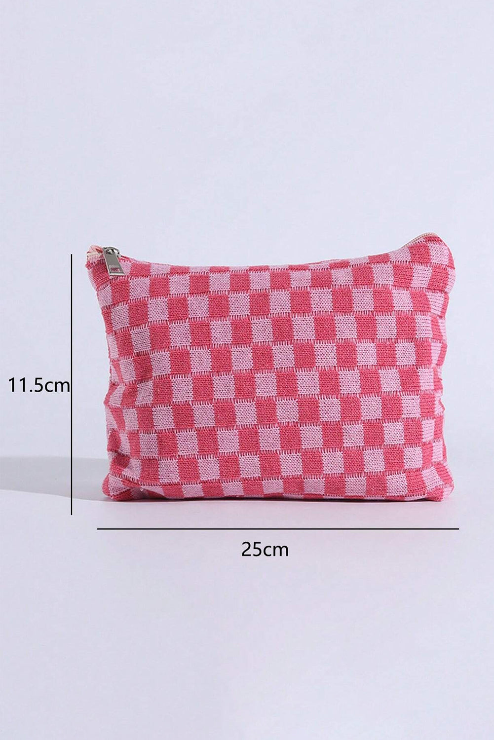 Bright Pink Checkered Print Cosmetic Bag Makeup Bags JT's Designer Fashion