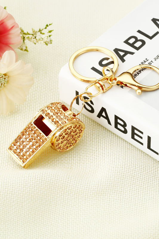 Gold Rhinestone Whistle Pendant Alloy Key Chain Other Accessories JT's Designer Fashion