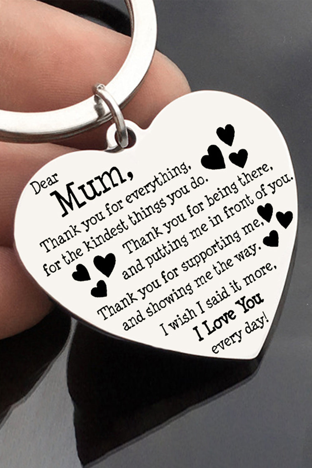 White Dear Mum Gift Heart Pendant Key Ring Other Accessories JT's Designer Fashion