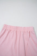 Light Pink 2 Pieces Mineral Wash Cotton Tank Top Lined Split Skirt Set Two Piece Dresses JT's Designer Fashion