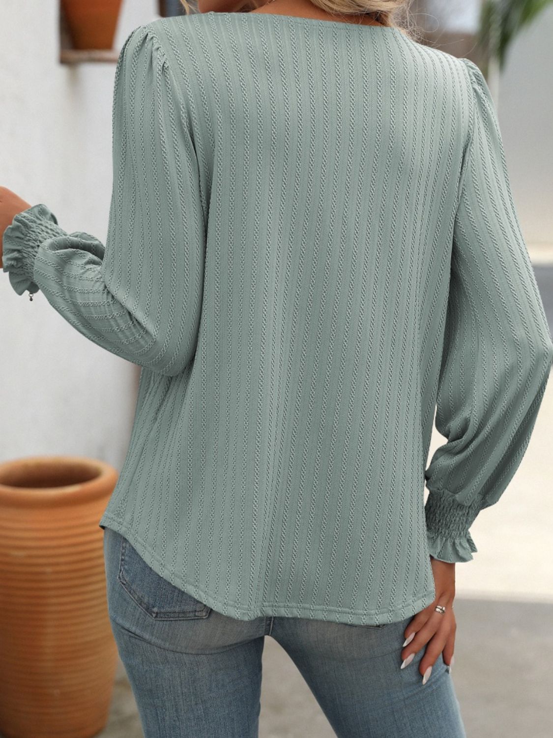 Square Neck Long Sleeve Top Long Sleeve Tops JT's Designer Fashion